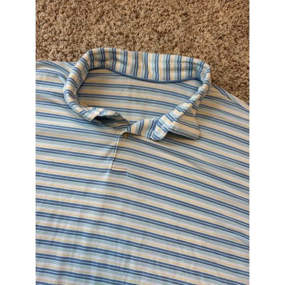 Peter Millar Polo size XL; Striped Green, white & Yellow; Performance Material - Picture 6 of 11